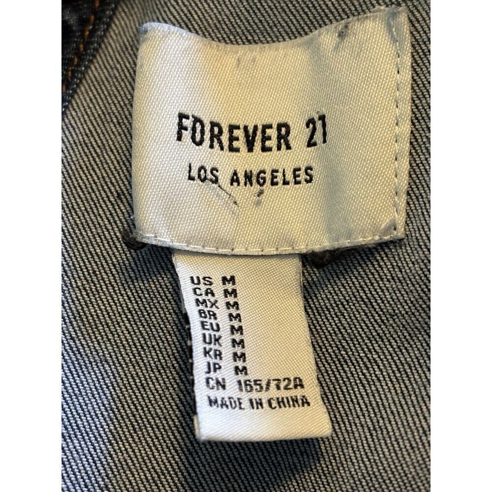 Forever 21 Jean Overalls Shorts Medium Shortalls Summer Beach Cowgirl - Picture 3 of 4